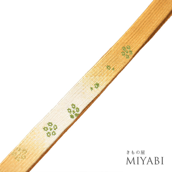帯締め リサイクル お洒落 平組紐 オレンジ 正絹 新品・未使用品 小花柄