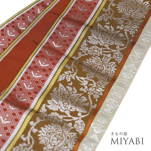 半巾帯 リサイクル 帯丈362cm 全通 本場筑前博多織 ブラウン SSサイズ 正絹 未使用品 カジュアル お洒落