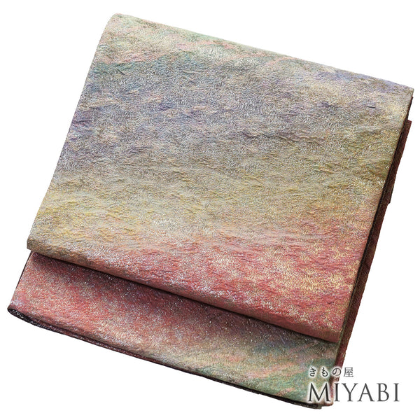 袋帯 リサイクル 帯丈444cm ポイント柄 幾何学模様 多色 Mサイズ 正絹 Sランク フォーマル お洒落