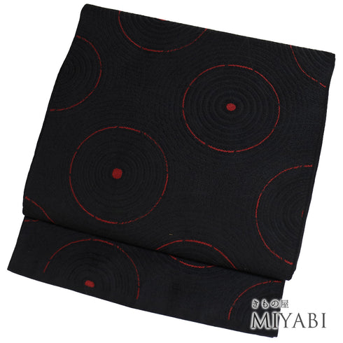 袋帯 リサイクル 帯丈420cm 六通 抽象柄 ブラック Sサイズ 正絹 Sランク お洒落