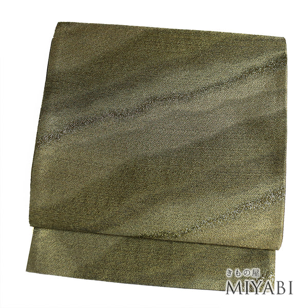 袋帯 リサイクル 帯丈440cm 六通 夢流し ゴールド Mサイズ 正絹 新品・未使用品 セミフォーマル お洒落