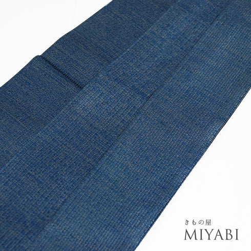 角帯 リサイクル 帯丈410cm 全通 ブルー SSサイズ 正絹 Sランク カジュアル お洒落