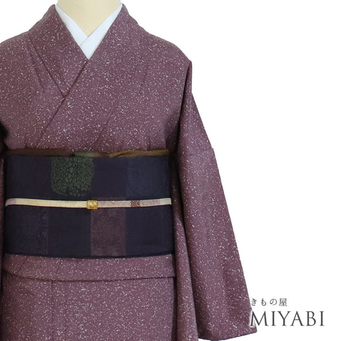 紬 リサイクル 身丈159.6cm 裄64.4cm 袷 牛首紬 たたき柄 レッド Mサイズ お洒落 落款 証紙 正絹 広衿 Sランク