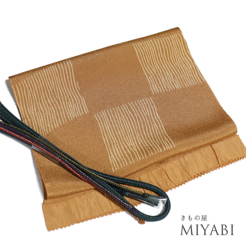 帯締め・帯揚げセット 手組紐 ちりめん 多色 正絹 新品・未使用品 地紋