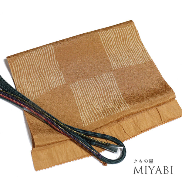 帯締め・帯揚げセット 手組紐 ちりめん 多色 正絹 新品・未使用品 地紋