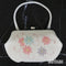 バッグ リサイクル カジュアル ホワイト ビーズ Bランク 花柄 横幅20.5cm 高さ12cm マチ4.5cm