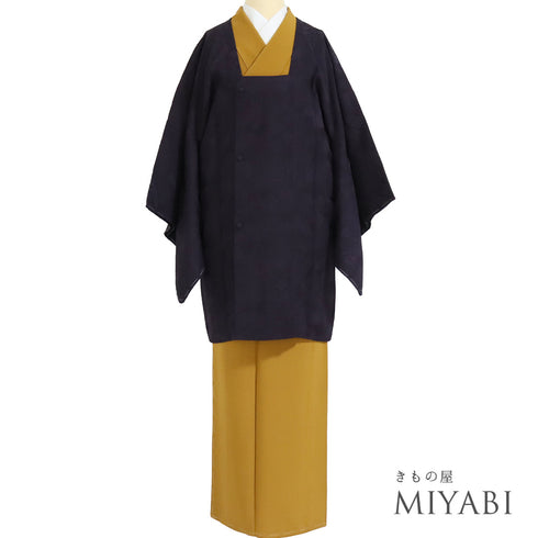 道行コート リサイクル 身丈86.7cm 裄65.6cm 袷 ふくれ織り ショール付き パープル Mサイズ お洒落 しつけ糸 正絹 Sランク