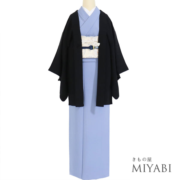 黒羽織 リサイクル 身丈77.5cm 裄62.8cm 袷 花柄 刺繍 ブラック Sサイズ フォーマル セミフォーマル 一つ紋 正絹 Sランク