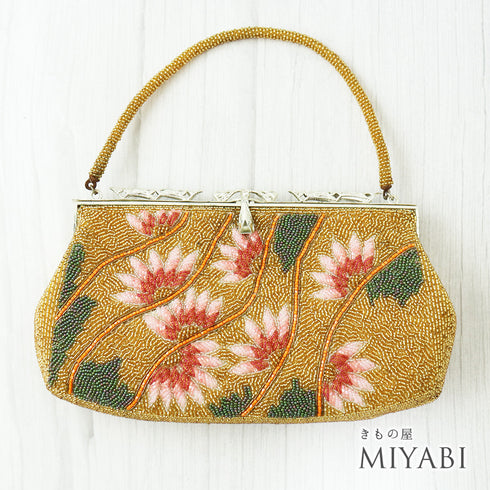 バッグ リサイクル ゴールド ビーズ Aランク 花柄