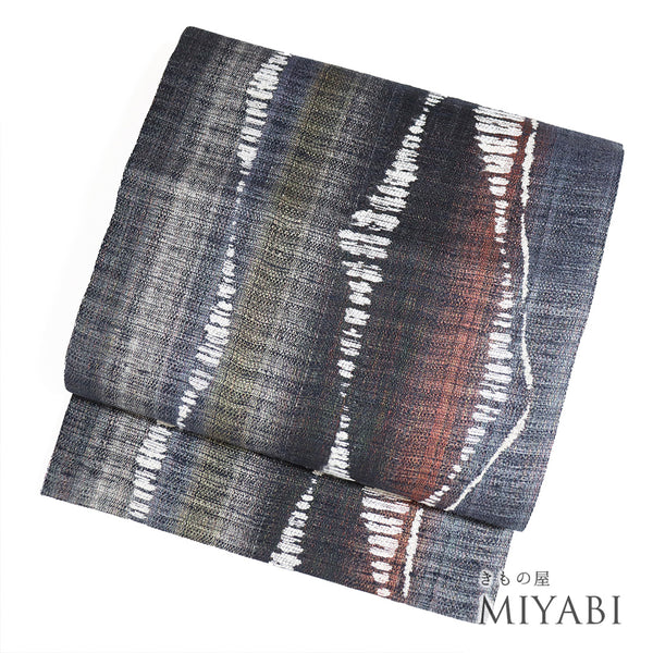 袋帯 リサイクル 帯丈452cm 六通 幾何学模様 多色 Lサイズ 正絹 新品・未使用品 お洒落 カジュアル