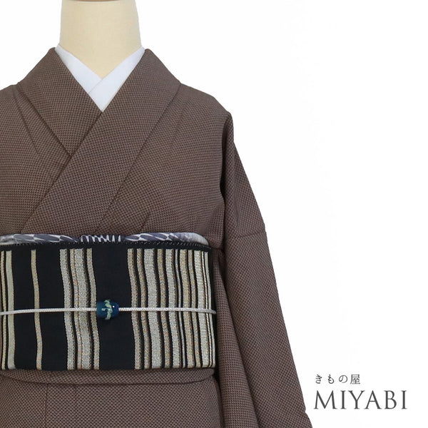 江戸小紋 リサイクル 身丈149.8cm 裄63.6cm 袷 うろこ柄 ブラウン SSサイズ お洒落 正絹 広衿 Sランク