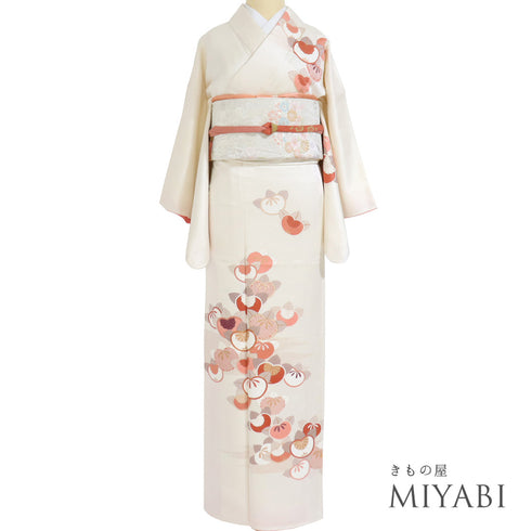 付下げ リサイクル 身丈155.2cm 裄64.6cm 袷 たちばな 作家物 吾妻徳穂 金駒刺繍 箔 アイボリー Sサイズ お洒落 セミフォーマル 正絹 広衿 Aランク