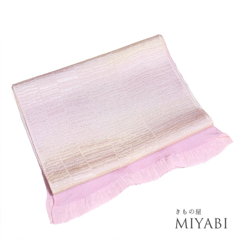 帯揚げ リサイクル お洒落 ちりめん 正絹 ピンク 地紋 未使用品