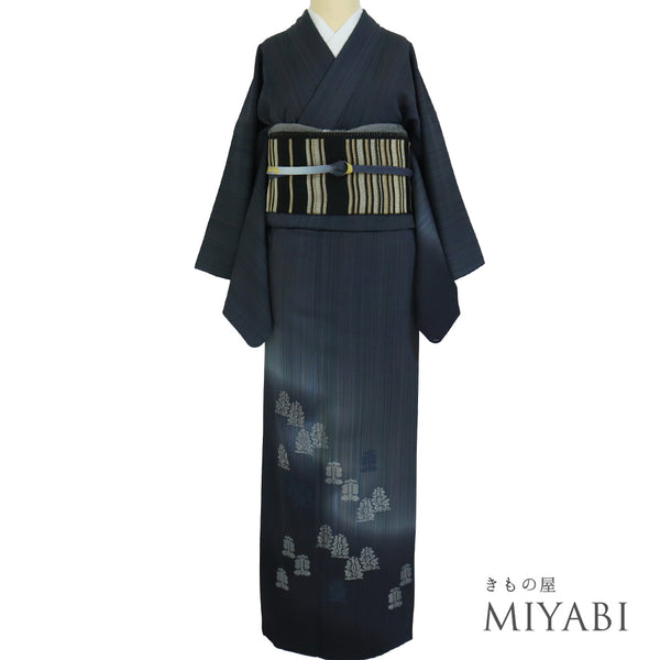 訪問着 リサイクル 身丈153.7cm 裄64cm 袷 縞模様 刺繍 藤林徳扇 多色 Sサイズ お洒落 落款 正絹 広衿 Sランク