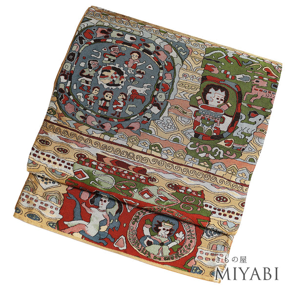 袋帯 リサイクル 帯丈416cm 六通 多色 SSサイズ 正絹 Sランク お洒落