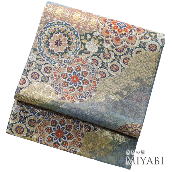 袋帯 リサイクル 帯丈432cm 六通 華文 多色 Sサイズ 正絹 Sランク フォーマル セミフォーマル