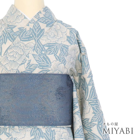 浴衣 リサイクル 夏着物 身丈154.5cm 裄67.6cm 夏物 茶縞に花柄 既製品 染橘香 ブラウン Sサイズ カジュアル 木綿 洗える着物 バチ衿 Sランク