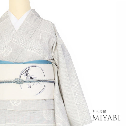 紬 リサイクル 身丈158cm 裄64.2cm 袷 横段縞に花柄 グレー Mサイズ お洒落 カジュアル 正絹 広衿 Sランク