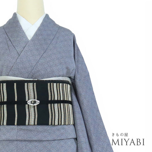 江戸小紋 リサイクル 身丈163.5cm 裄66.4cm 袷 伊勢型紙柄 二代目六谷梅軒彫刻 グレー Lサイズ お洒落 正絹 広衿 Sランク