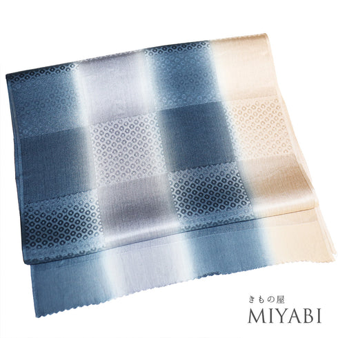 帯揚げ リサイクル お洒落 ちりめん 正絹 多色 市松の地紋に縦ぼかし柄 未使用品 AG-1279