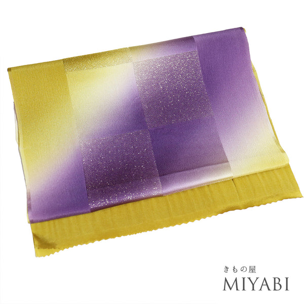 帯揚げ リサイクル お洒落 ちりめん 正絹 多色 市松の地紋 ラメ 新品・未使用品 AG-1252