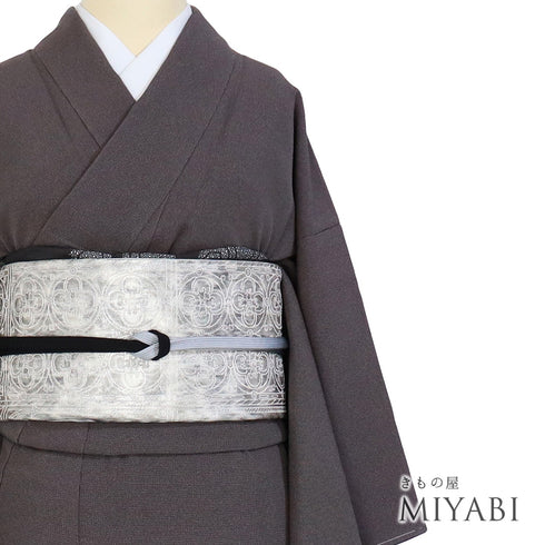 江戸小紋 リサイクル 身丈151.5cm 裄62.4cm 袷 角通し小紋 パープル Sサイズ セミフォーマル お洒落 一つ紋 しつけ糸 正絹 広衿 Sランク