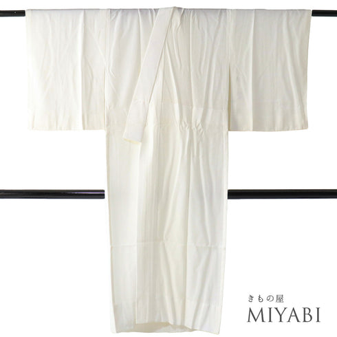 長襦袢 リサイクル 身丈127cm 裄62.6cm 袷 蔦や菊や蝶の地紋 袖裏に柄あり 後見頃居敷当て付き ホワイト Sサイズ フォーマル 正絹 袖無双 Sランク