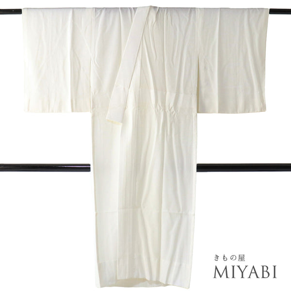 長襦袢 リサイクル 身丈127cm 裄62.6cm 袷 蔦や菊や蝶の地紋 袖裏に柄あり 後見頃居敷当て付き ホワイト Sサイズ フォーマル 正絹 袖無双 Sランク