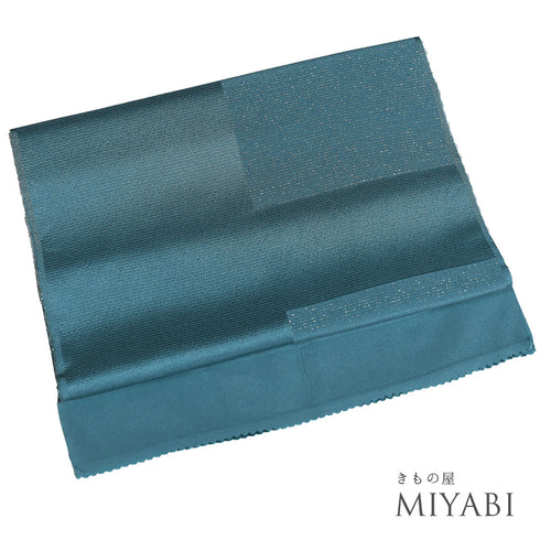 帯揚げ リサイクル お洒落 ちりめん 正絹 ブルー 地紋 新品・未使用品 AG-1225