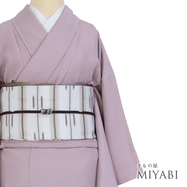 色無地 リサイクル 身丈153cm 裄64cm 袷 紗綾形地紋 押田正義 パープル Sサイズ お洒落 落款 正絹 広衿 地紋あり Sランク