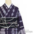 小紋 リサイクル 身丈152cm 裄64cm 袷 菱つなぎ柄 地紋 松本伸 パープル Sサイズ お洒落 カジュアル 正絹 バチ衿 Aランク