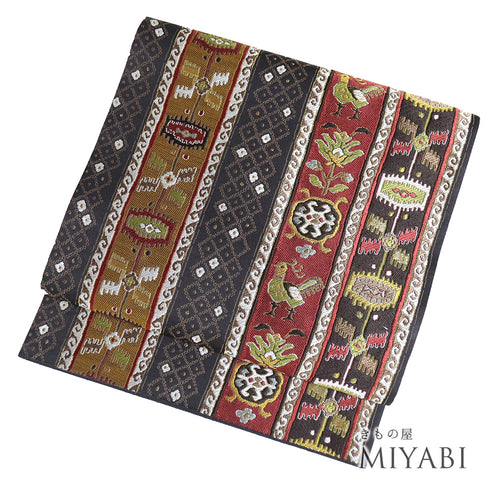 袋帯 リサイクル 帯丈448cm 六通 抽象柄 多色 Mサイズ 正絹 新品・未使用品ランク お洒落