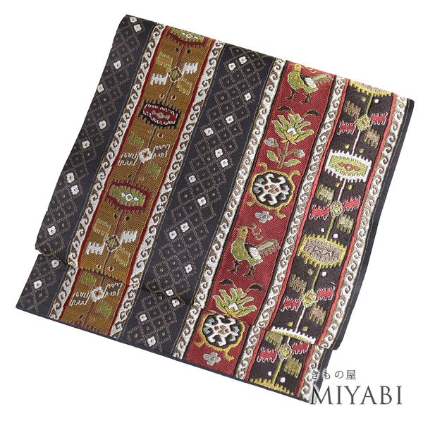 袋帯 リサイクル 帯丈448cm 六通 抽象柄 多色 Mサイズ 正絹 新品・未使用品ランク お洒落