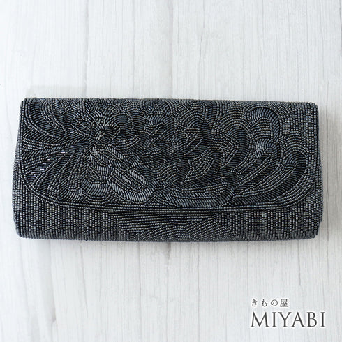 バッグ リサイクル グレー ビーズ Aランク 花柄