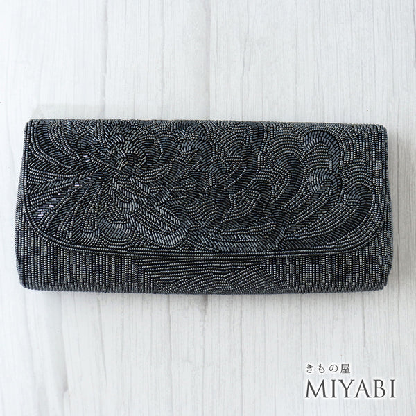 バッグ リサイクル グレー ビーズ Aランク 花柄