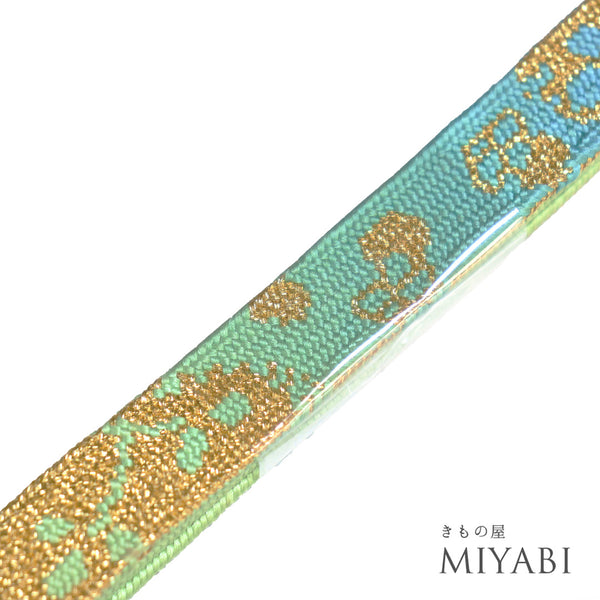 帯締め リサイクル 平組紐 グリーン 正絹 新品・未使用品