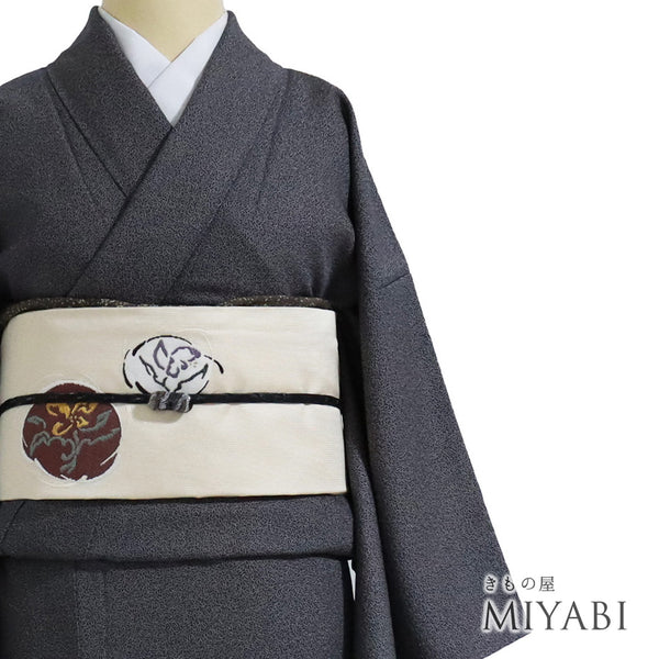 江戸小紋 リサイクル 身丈155.3cm 裄64.8cm 袷 招福 家内安全 ブラック Sサイズ お洒落 正絹 広衿 Sランク