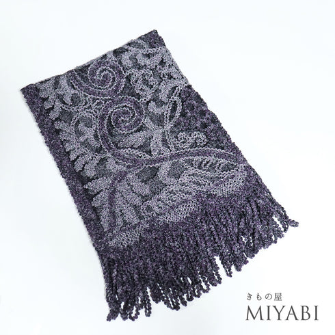 ショール リサイクル お洒落 パープル 正絹 Sランク 無月 泥染絣 本場奄美大島