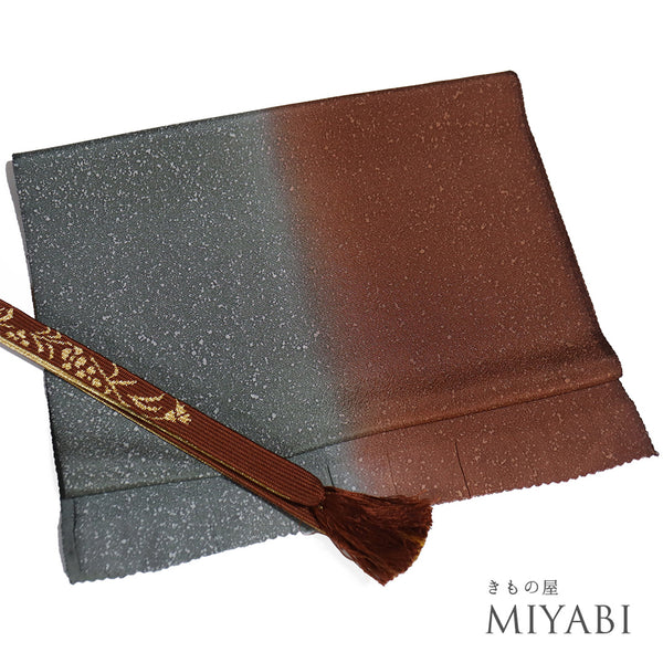 帯締め・帯揚げセット リサイクル お洒落 平組紐 ちりめん 多色 正絹 未使用品 縦ぼかし