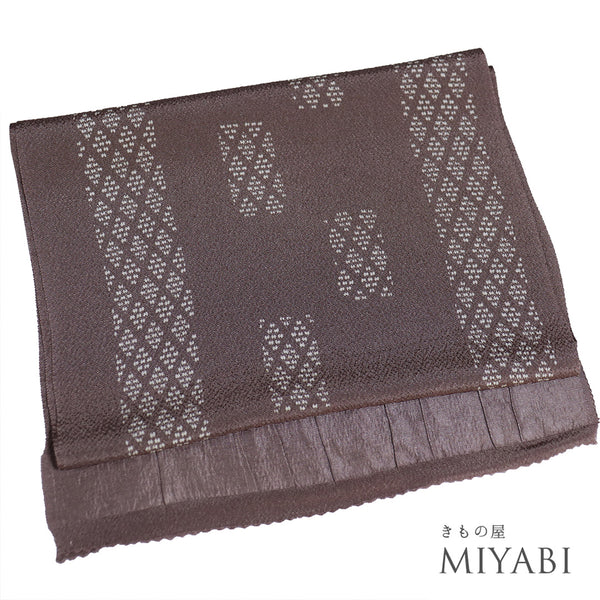 帯揚げ リサイクル お洒落 ちりめん 正絹 ブラウン 未使用品 AG-1267