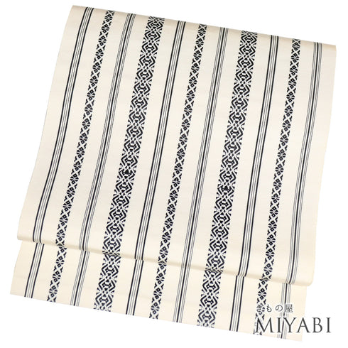 名古屋帯 リサイクル 帯丈360cm 全通 博多織 ベージュ Mサイズ 正絹 Sランク お洒落 カジュアル