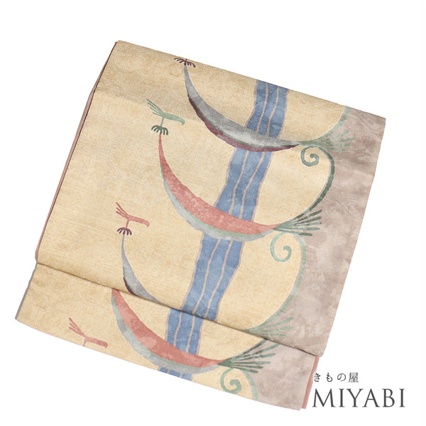 袋名古屋帯 リサイクル 帯丈352cm 全通 多色 Sサイズ 正絹 Sランク お洒落 カジュアル