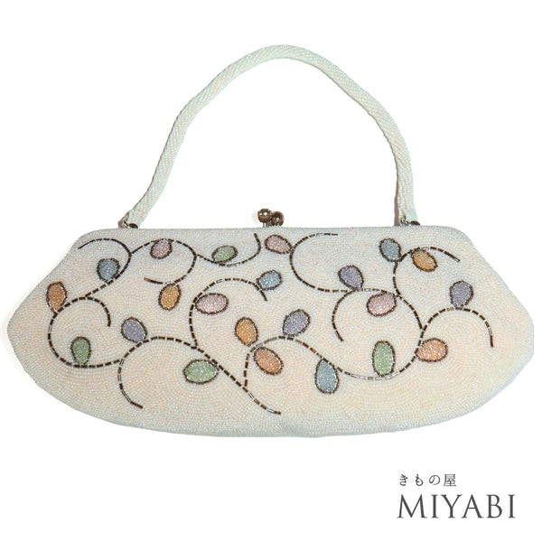 バッグ リサイクル アイボリー ビーズ Aランク 抽象柄