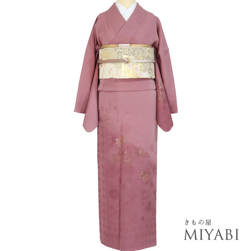 訪問着 リサイクル 身丈166cm 裄69cm 袷 金糸 山本寛斎 ピンク LLサイズ セミフォーマル お洒落 正絹 広衿 Aランク