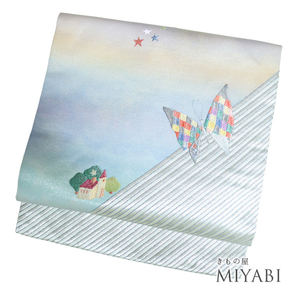 名古屋帯 リサイクル 帯丈358cm ポイント柄 蝶柄 多色 Sサイズ 不明 Sランク お洒落