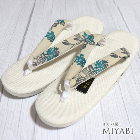 草履 リサイクル カジュアル アイボリー 新品・未使用品 夏物 亜麻 天然素材 草花