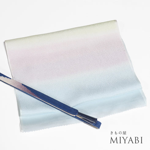 帯締め・帯揚げセット リサイクル お洒落 平組紐 ちりめん 多色 正絹 未使用品 横縞柄