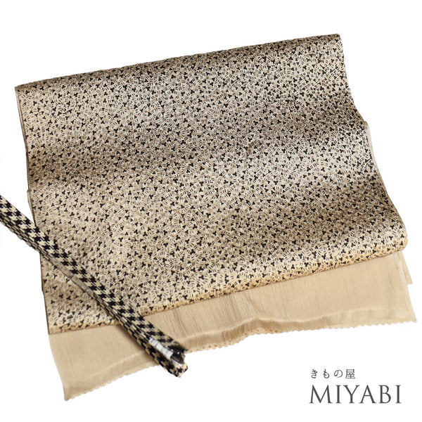 帯締め・帯揚げセット リサイクル 三分紐 ちりめん ベージュ 正絹 新品・未使用品