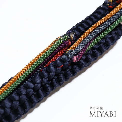 帯締め リサイクル カジュアル 手組紐 ネイビー 正絹 新品・未使用品