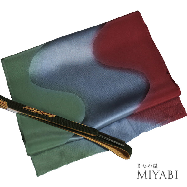 帯締め・帯揚げセット リサイクル お洒落 平組紐 ちりめん 多色 正絹 Sランク